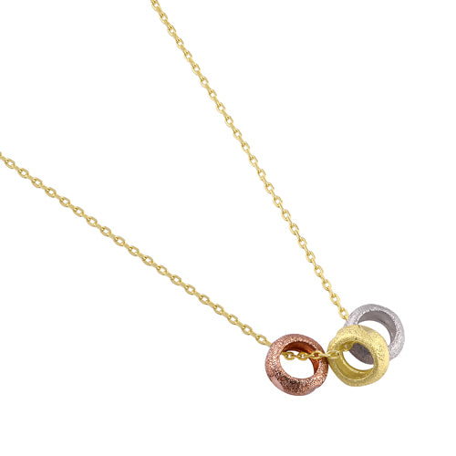 Solid 14K Gold Triple Tone Faceted Bead Necklace