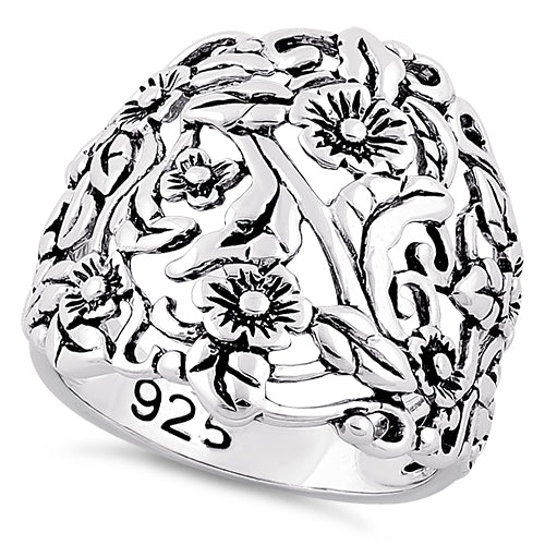 Sterling Silver Flowers Ring